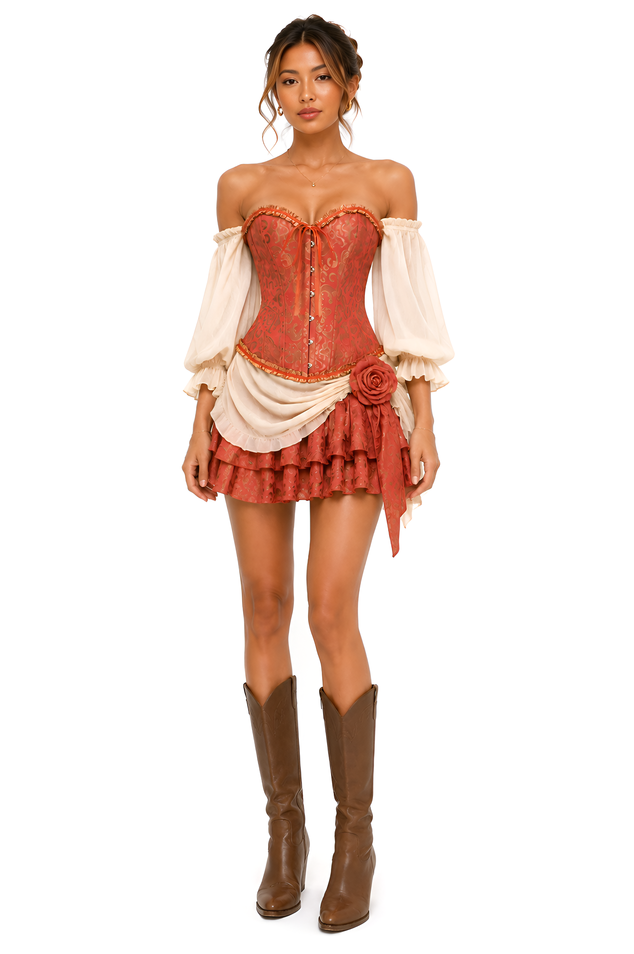 Ember Rose Coral Red Corset
