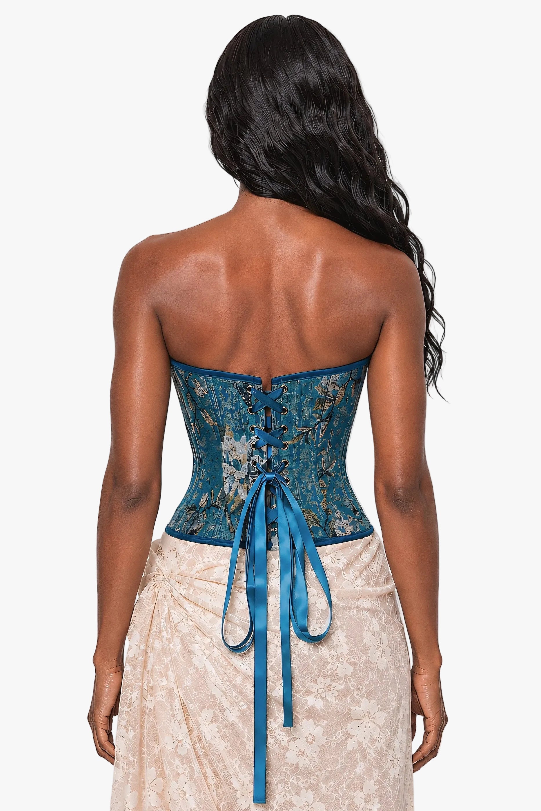 Peacock Bloom Blue Corset